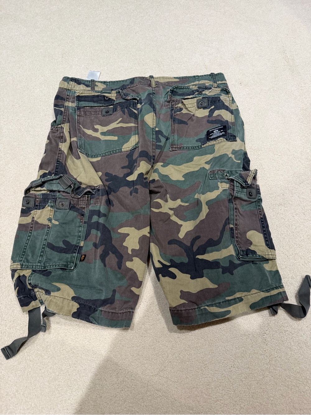 Alpha Industries Men's Woodland Camo Cargo Shorts - Green/Brown